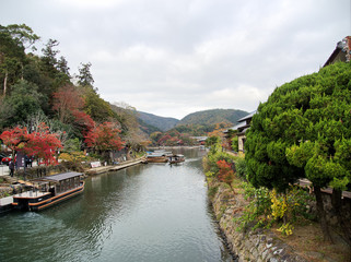 Fototapeta na wymiar Japan Kyoto old town Arashi-yama river view