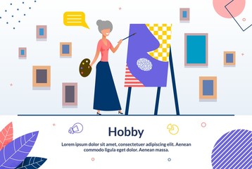 Painting Hobby for Senior People Cartoon Poster