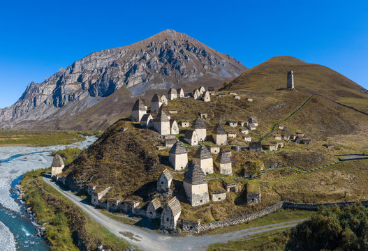 Dargavs, the medieval city of the dead in the mountains of the Caucasus.