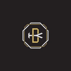 DK Initial letter overlapping interlock logo monogram line art style