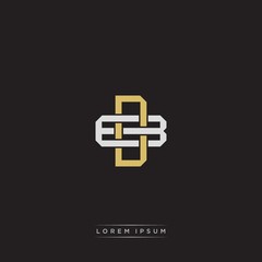 Fototapeta premium DB Initial letter overlapping interlock logo monogram line art style