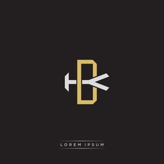 DK Initial letter overlapping interlock logo monogram line art style
