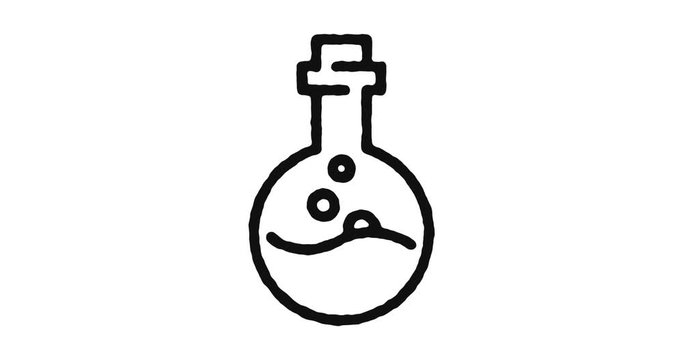 Laboratory outline icon animation footage/video. Hand drawn like symbol animated with motion graphic, can be used as loop item, has alpha channel and it's at 4K video resolution.