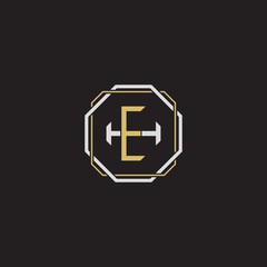 EH Initial letter overlapping interlock logo monogram line art style