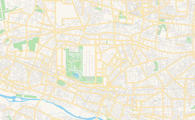 Fototapeta na wymiar Printable street map of Tachikawa, Japan