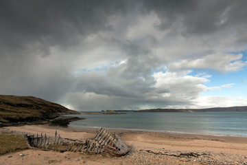 A desolated North Sea beach on a cloudy day