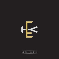 EK Initial letter overlapping interlock logo monogram line art style