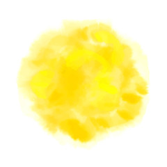 Vector yellow watercolor sun, isolated on white background. Illustration.