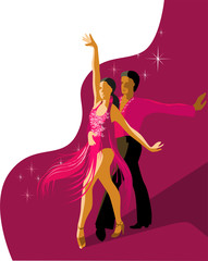 Obraz na płótnie Canvas Beautiful couple dancing Latin American dance of salsa.