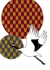 鶴と和紋様を使った和柄カット