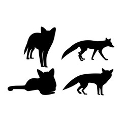 Set of Fox Icon Vector on Black color 