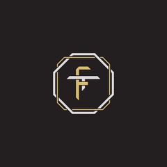 FT Initial letter overlapping interlock logo monogram line art style