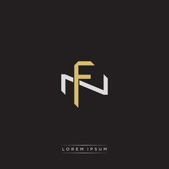 FN Initial letter overlapping interlock logo monogram line art style