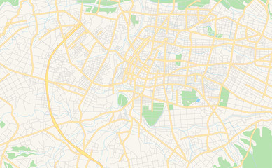Fototapeta na wymiar Printable street map of Miyakonojo, Japan