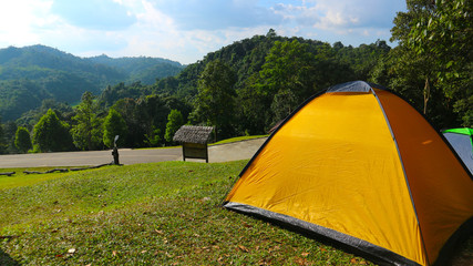 Camping in the Phra Wo mountain park Tak Province, Thailand