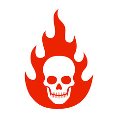 Flaming skull or skull on fire flat vector icon for games and websites © martialred
