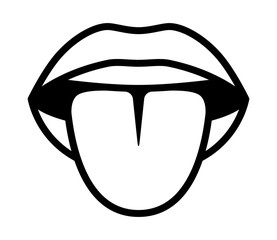 Mouth sticking tongue out or lick line art vector icon for apps and websites © martialred