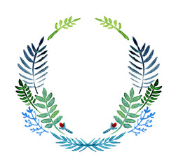 Wreath, emblem, garland, circle of berries, herbs and green leaves.Perfect for invitations, greeting cards, blogs, posters, prints.