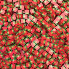 Portuguese Republic national flag 3D blocks background. 3D illustration