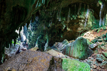 Obraz premium Omang or Umang cave near Paniman beach, Caramoan National Park, municipality of Caramoan, Camarines Sur Province, Luzon, Philippines.