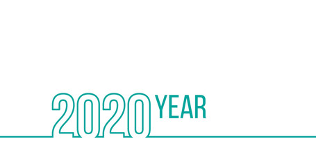 Year 2020 in linear style, Vector illustration isolated on white background.