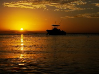 boat at sunset