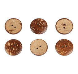Set of coconut wood natural buttons isolated on white background