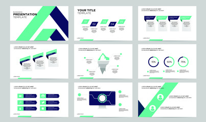 set blue aqua creative power point presentation template design template