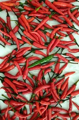 Conceptual image of hot using fresh red chillies pepper to create text letter hot sign / symbol