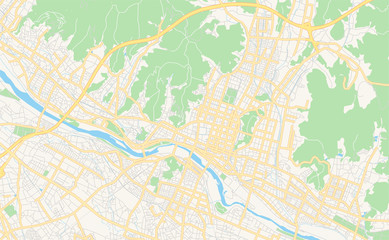 Fototapeta na wymiar Printable street map of Ashikaga, Japan