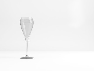 Empty sparkling wine tulip glass 3d