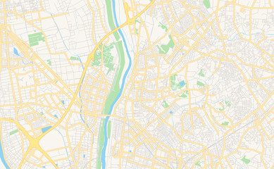 Naklejka premium Printable street map of Nagareyama, Japan