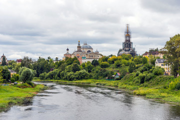 Aerial view of the Borisoglebsky Monastery in Torzhok, Tver oblast, Russia.