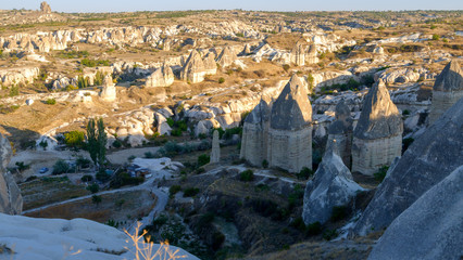 Fototapeta premium Sunset panoramic view of the Valleys in Cappadocia, Turkey