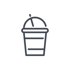 Milkshake cup line icon. Smoothie and ice coffe plastic cup vector outline sign.