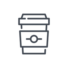 Take away coffee cup line icon. Disposable cup of coffee vector outline sign.