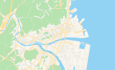 Fototapeta na wymiar Printable street map of Iwakuni, Japan