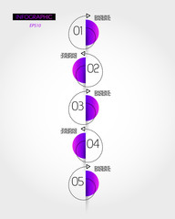 violet infographic tall timeline with five circles