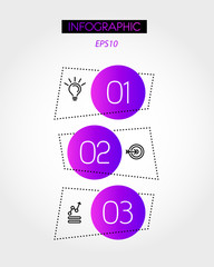 violet infographic template with three elements