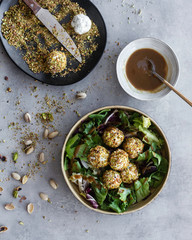 Goat cheese balls for the appetizer. Food. Food photography.