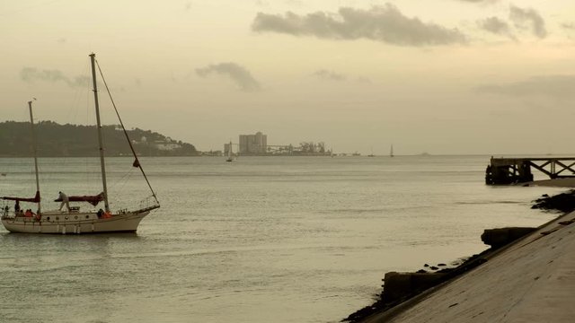 Yacht returns from Tagus River to Santo Amaro Lisbon