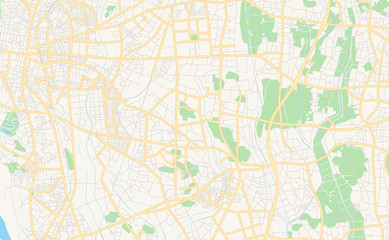 Fototapeta na wymiar Printable street map of Koga, Japan
