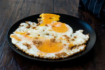Sesame Seeds with Fried Eggs for Turkish Breakfast.