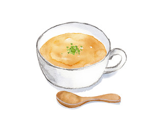 スープ　水彩イラスト