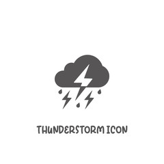 Thunderstorm icon simple flat style vector illustration.