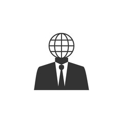 Global user, businessman icon. Vector illustration, flat design