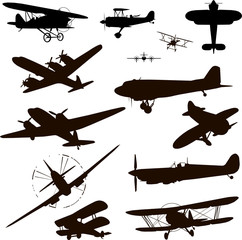 retro plane silhouette for logo black on white