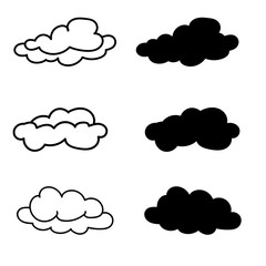 Clouds icons. Vector set of clouds silhouettes.