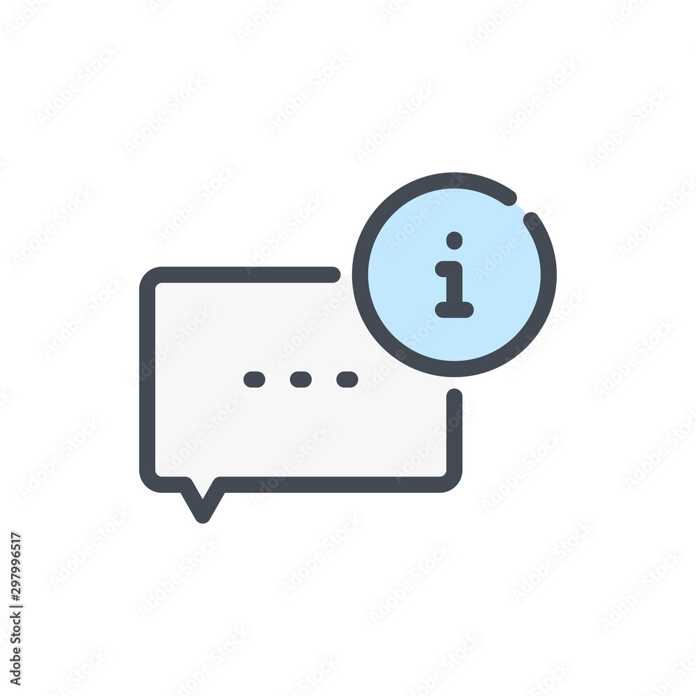 Poster message information color line icon. chat with help info button vector outline colorful sign.