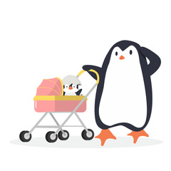 penguin with Baby penguin Carriage
